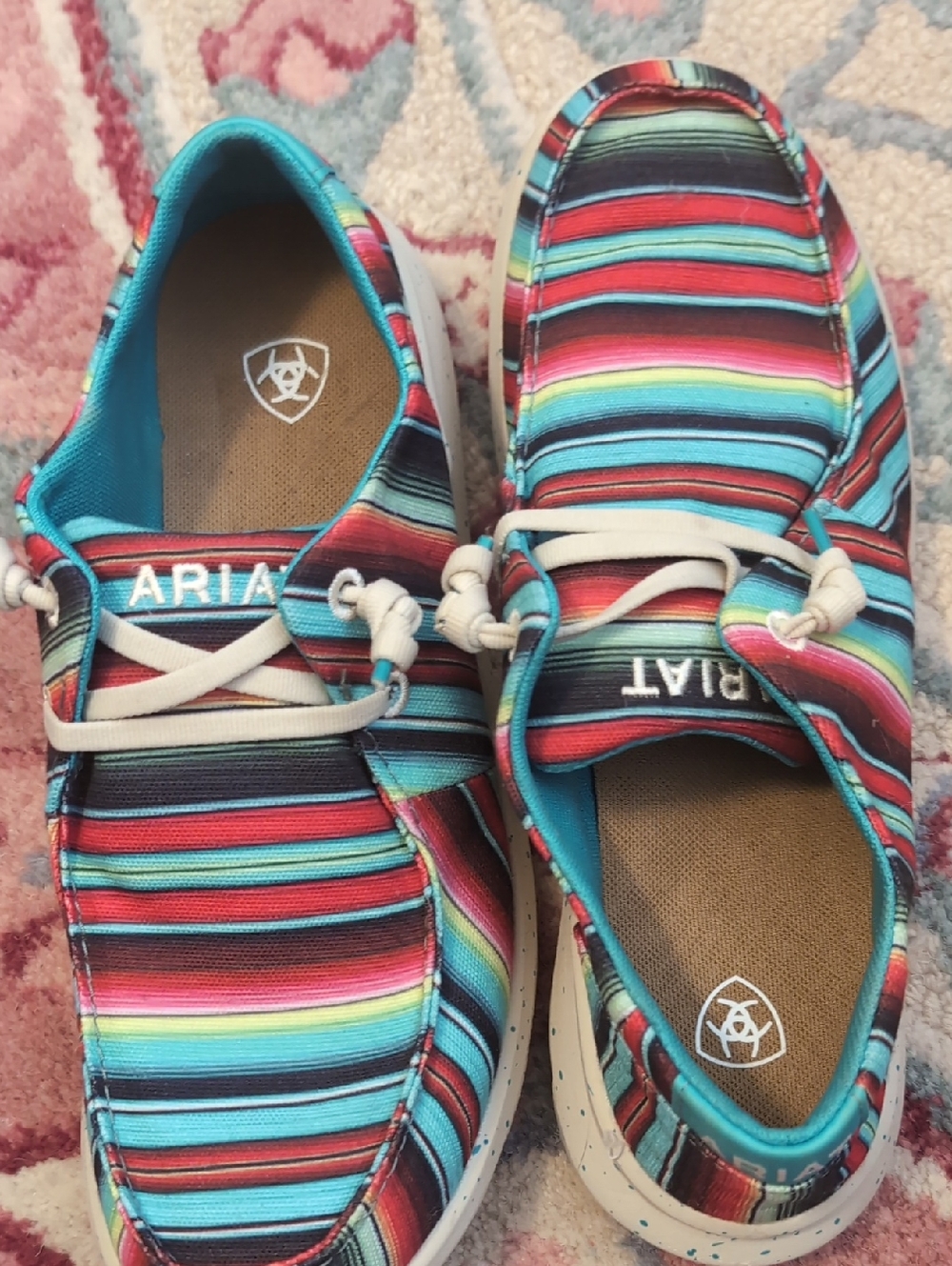 Ariat Turquoise Red Stripe Casual Canvas Shoes
